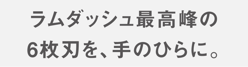 ラムダッシュ最高峰の 6枚刃を、手のひらに。
