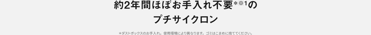 約2年間ほぼお手入れ不要のプチサイクロン
