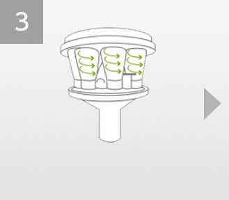 イメージ図：ステンレスガードを通ってしまったわずかな細じんを高速遠心分離。