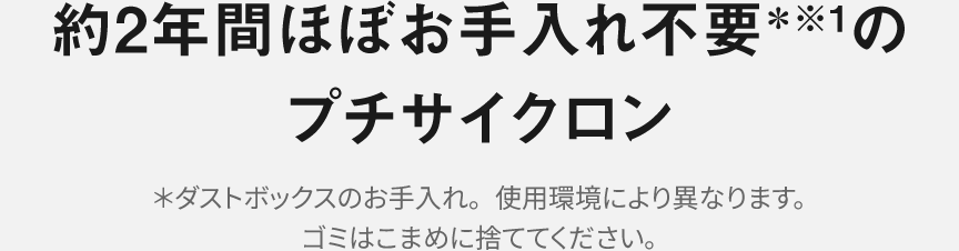 約2年間ほぼお手入れ不要のプチサイクロン
