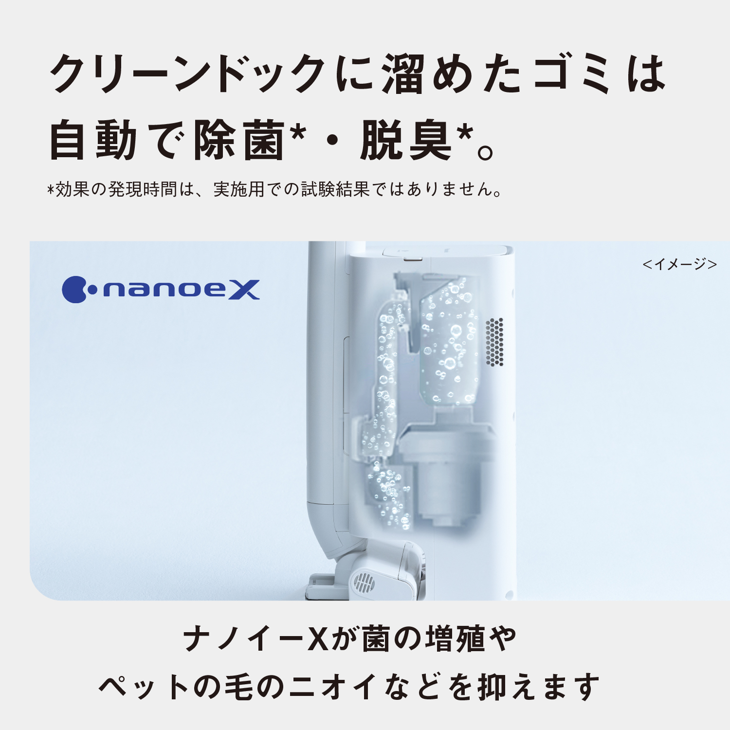 ナノイーXが、菌の増殖やペットの毛のニオイなどを抑えます