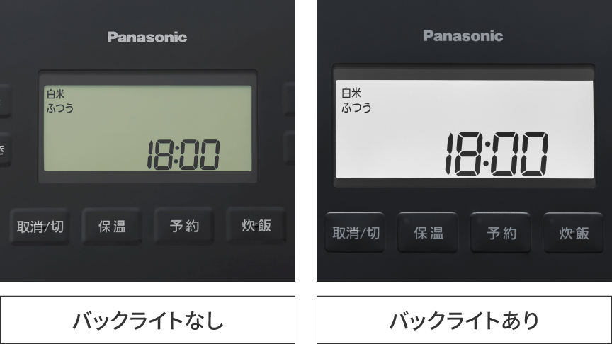 画像：バックライトなし（SR-N510E）とバックライトあり（SR-N610E）の比較