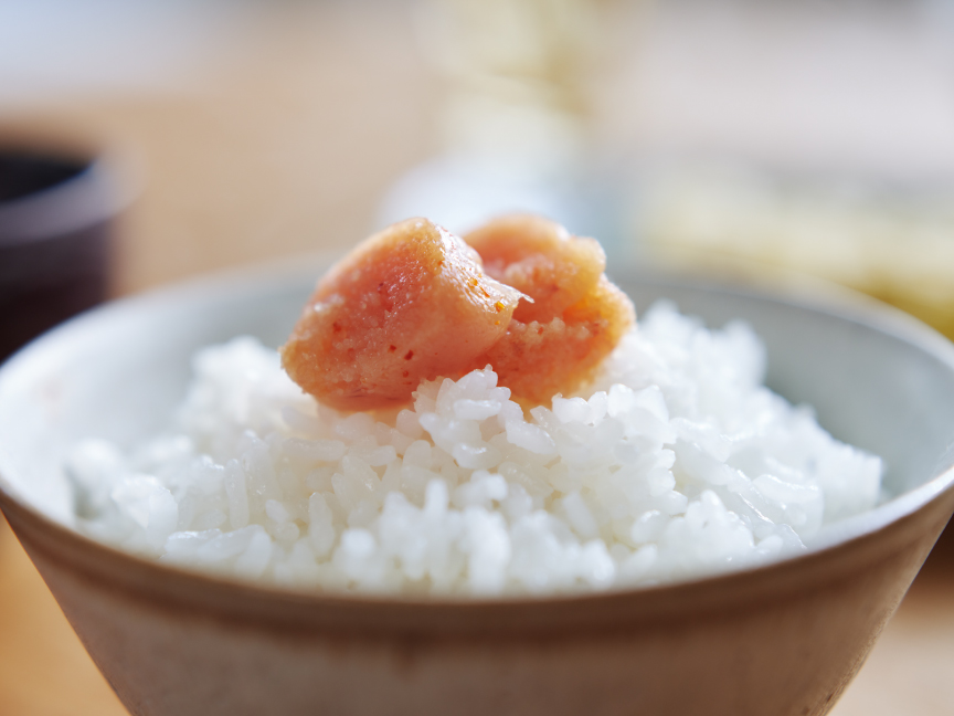 画像：明太子をのせたごはん