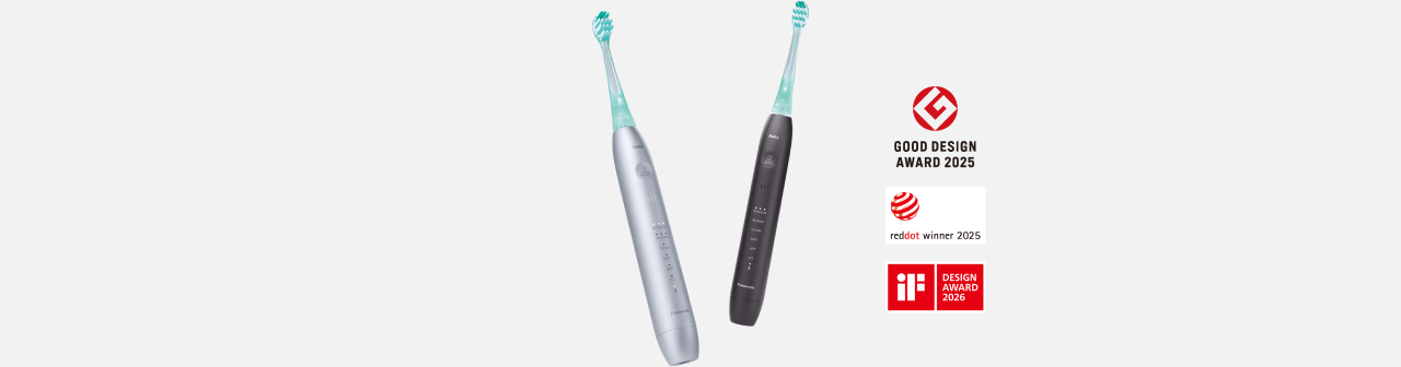W音波振動ハブラシ スマート EW-DT88 GOOD DESIGN AWARD 2025、reddot winner 2025、DESIGN AWARD 2026