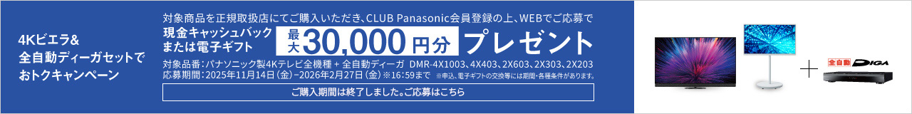 4Kビエラ&全自動ディーガセットでおトクキャンペーン