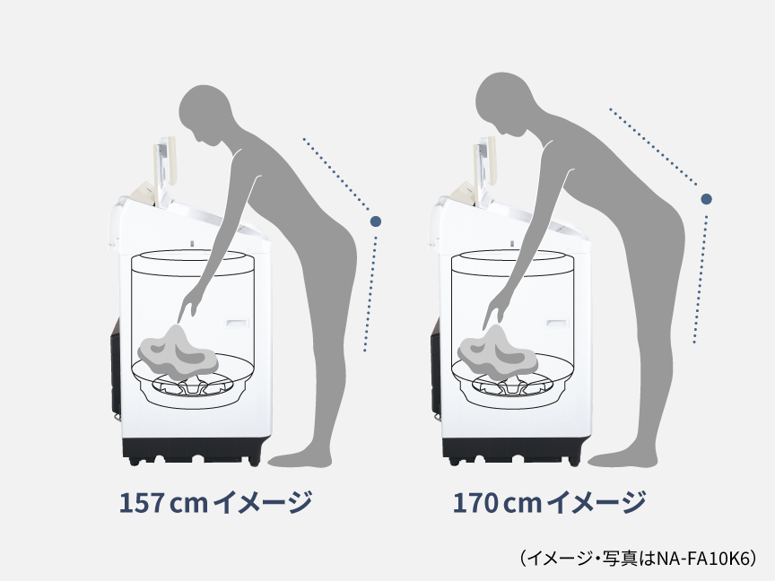 洗濯物を取り出すイメージ　157cm・170cm　（写真はNA-FA10V6）