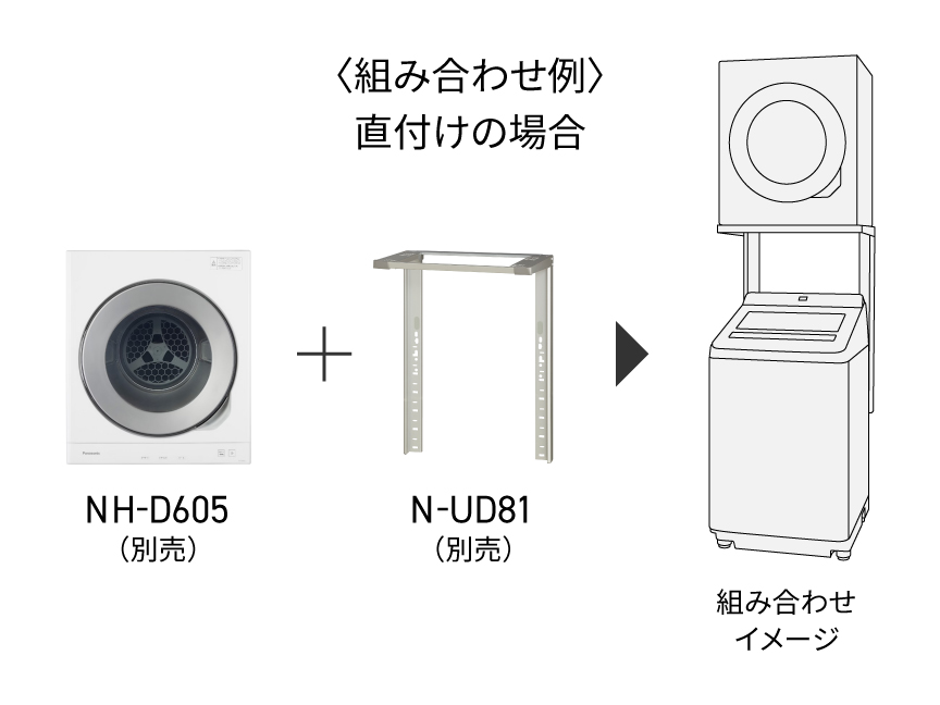 ＜組み合わせ例＞直付けの場合：ND-D605（別売）＋N-UD81（別売）▶組み合わせイメージ