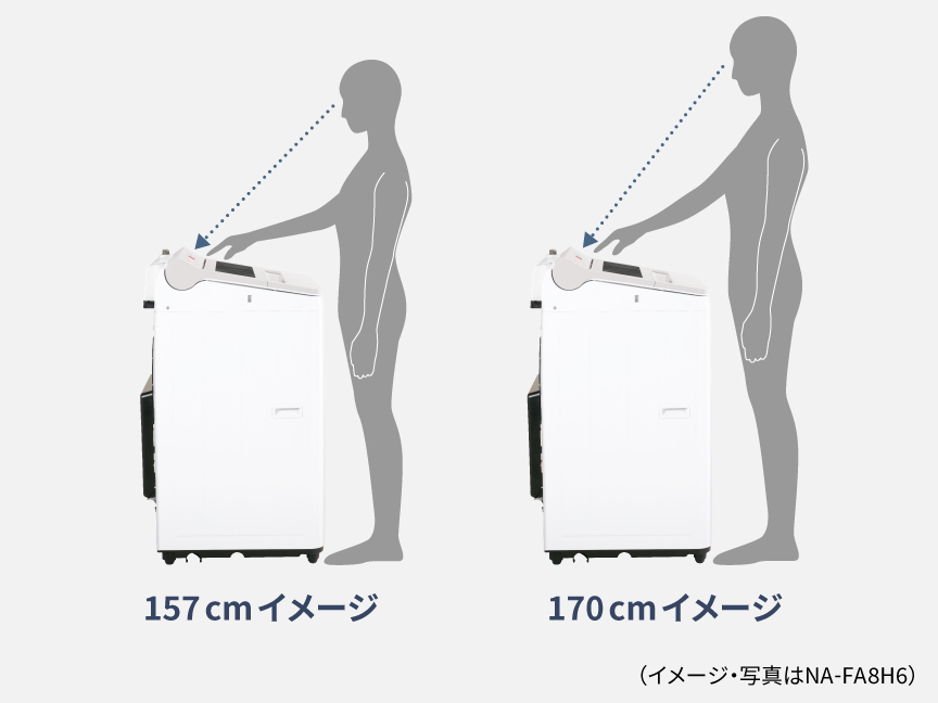 操作パネルの見え方イメージ　157cm・170cm　（イメージ・写真はNA-FA8H6）