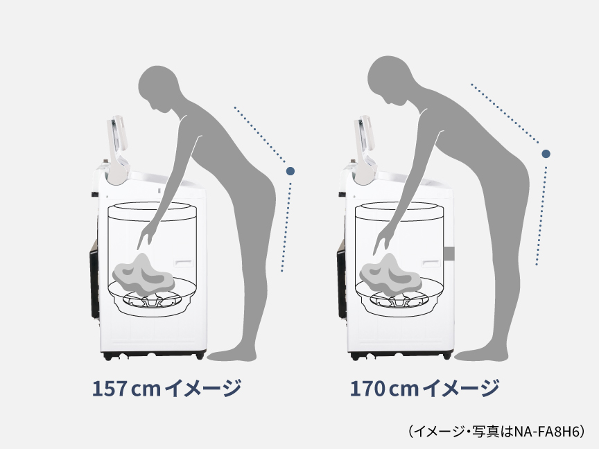 洗濯物を取り出すイメージ　157cm・170cm　（写真はNA-FA8H6）