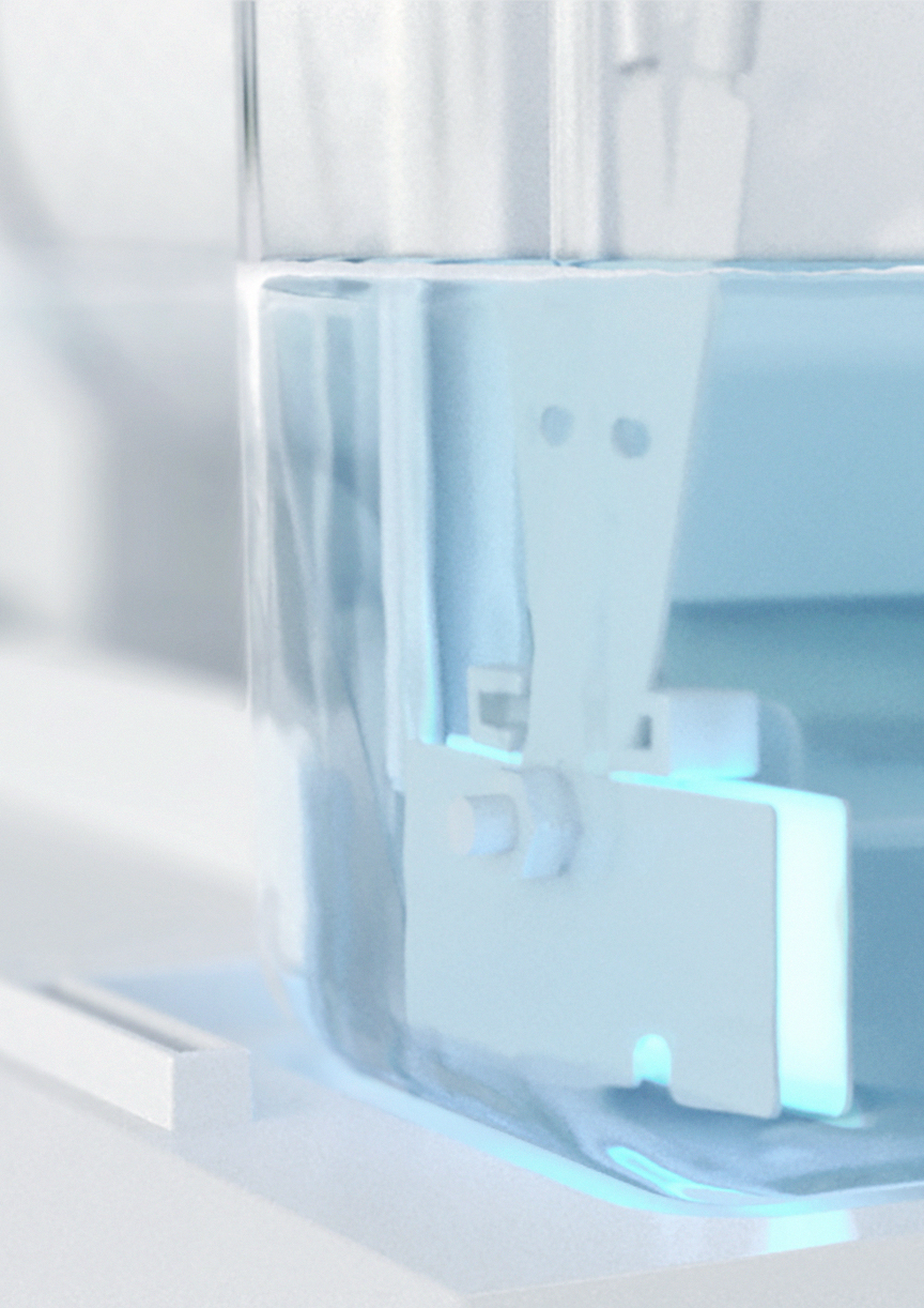 電極のイメージ画像です。 ジアイーノ 特長：除菌エリアにリンク