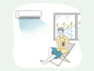 「夏の「エアコン」節電ポイント」ページのメインビジュアルです該当ページへリンクします。