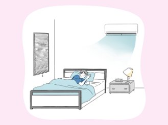 「ぐっすり快眠環境をつくるエアコン活用方法」ページのメインビジュアルです該当ページへリンクします。
