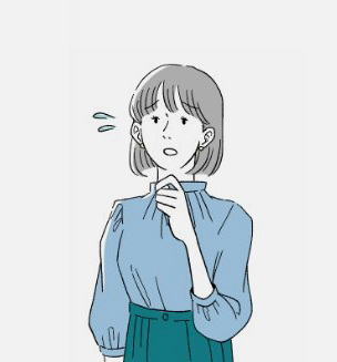 悩ましい表情をしている女性のイラストです。