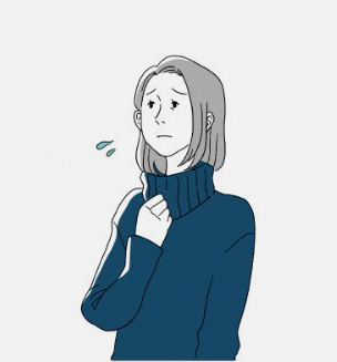 悩ましい表情をしている女性のイラストです。