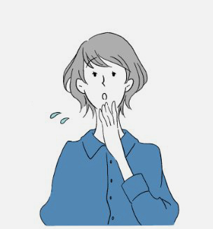 悩ましい表情をしている女性のイラストです。