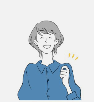 スッキリした表情をしている女性のイラストです。