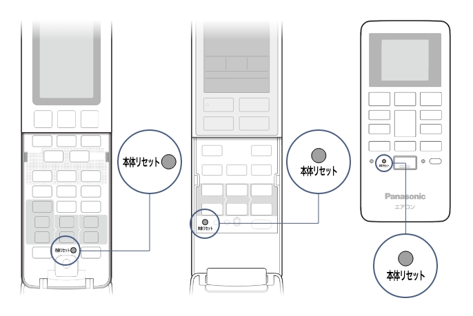 リモコンの「本体リセットボタン」の場所を示した画像です。