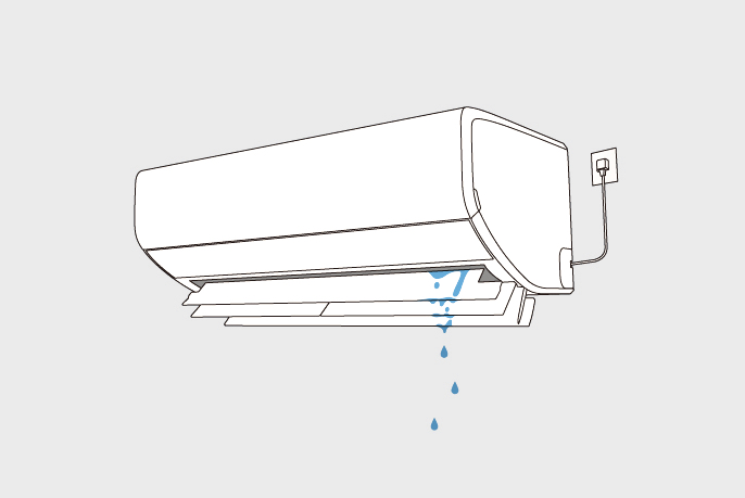 エアコンから水漏れしているイラストです。