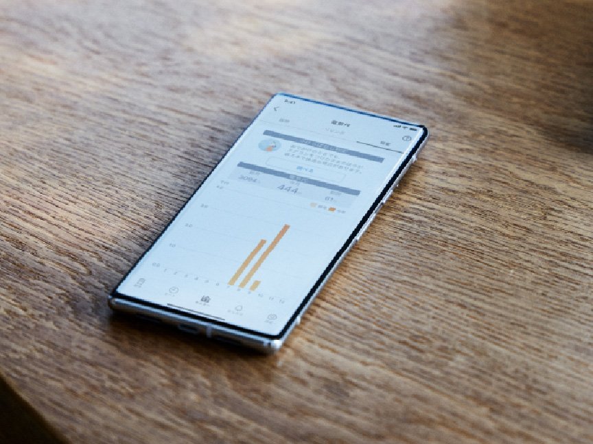 スマートフォンにアプリの画面が表示されている画像です