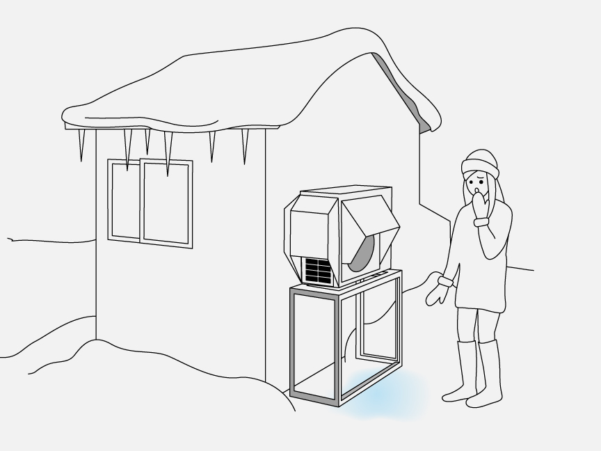 防雪部材を設置しているイラストです