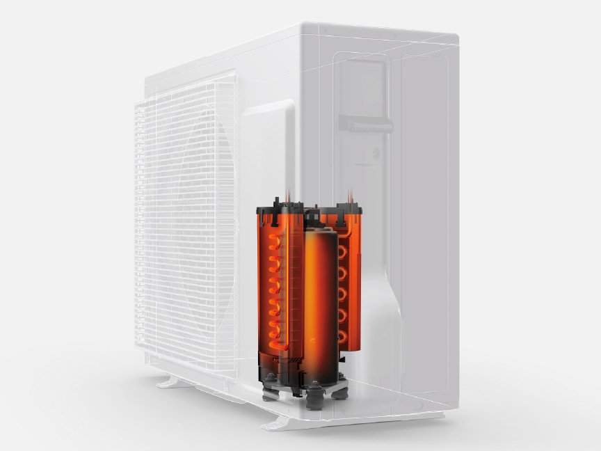 室外機の中のエネチャージシステムの画像です