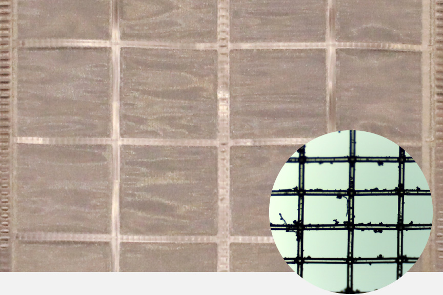 光透過度試験 1回目 お掃除後のフィルター拡大写真です。