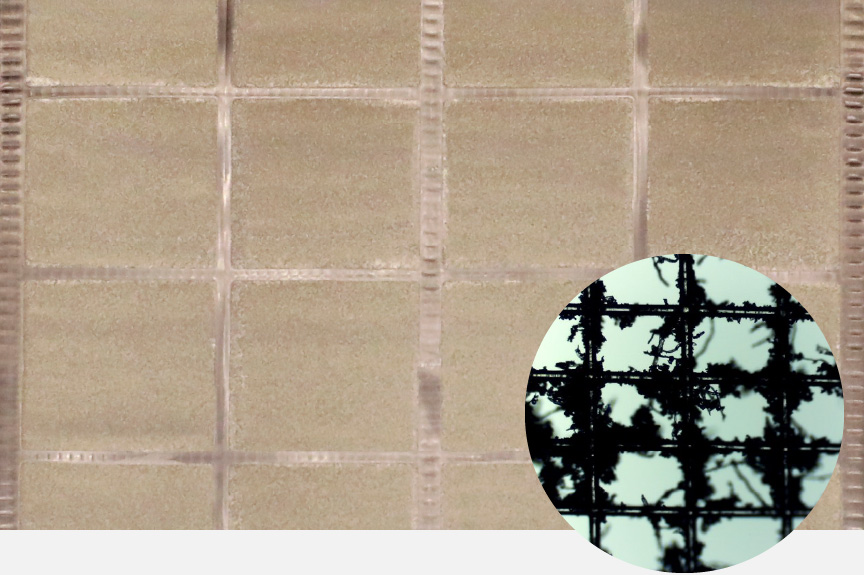 光透過度試験 1回目 お掃除前のフィルター拡大写真です。