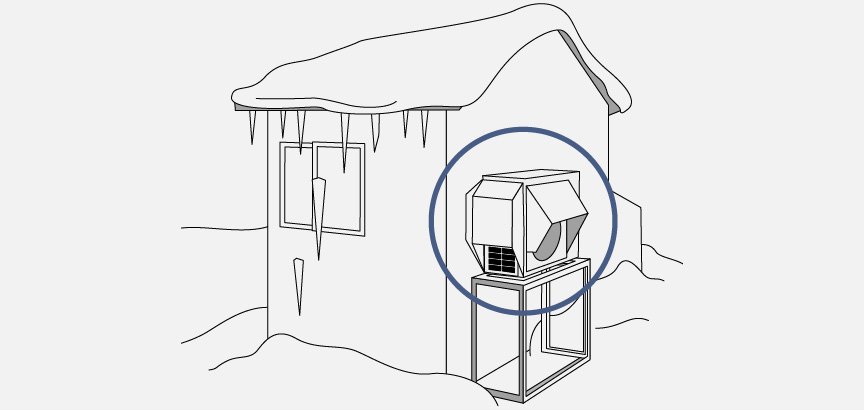 室外機を高い位置に設置しているイラストです