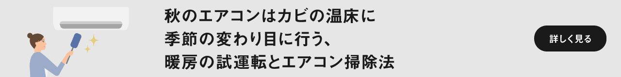 「秋のエアコンはカビの温床に 季節の変わり目に行う、暖房の試運転とエアコン掃除法」ページに遷移します