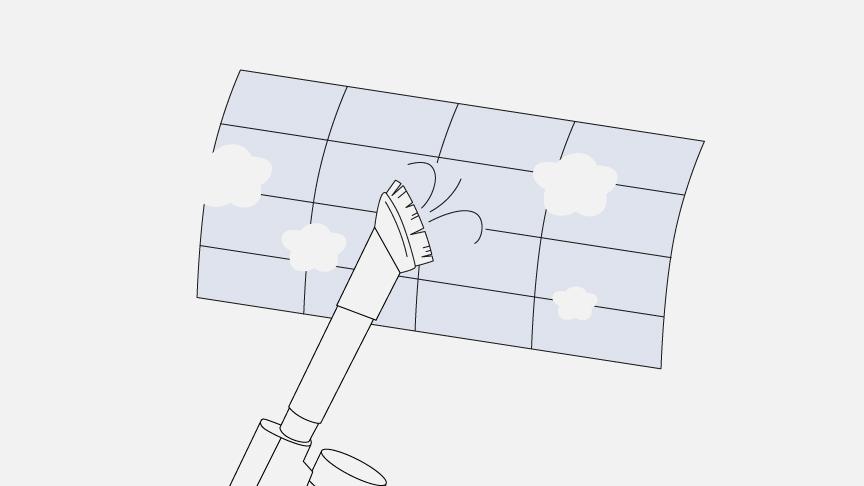 掃除機でエアコンのフィルターのホコリを吸っているイラストです。