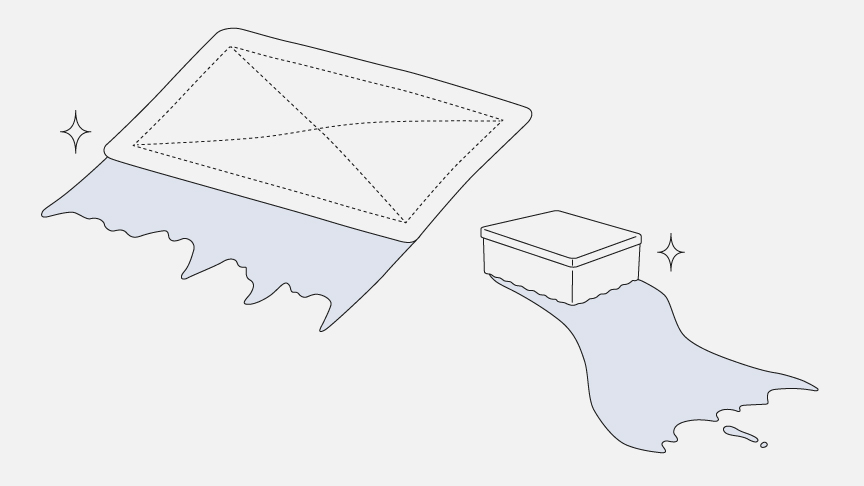 ぞうきんとスポンジで掃除をしているイメージのイラストです。
