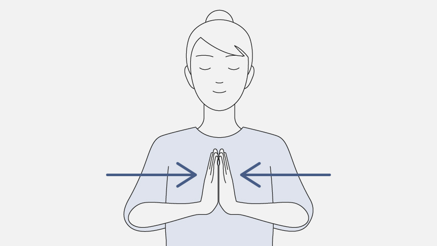 胸の前で手のひらを合わせている女性のイラストです。