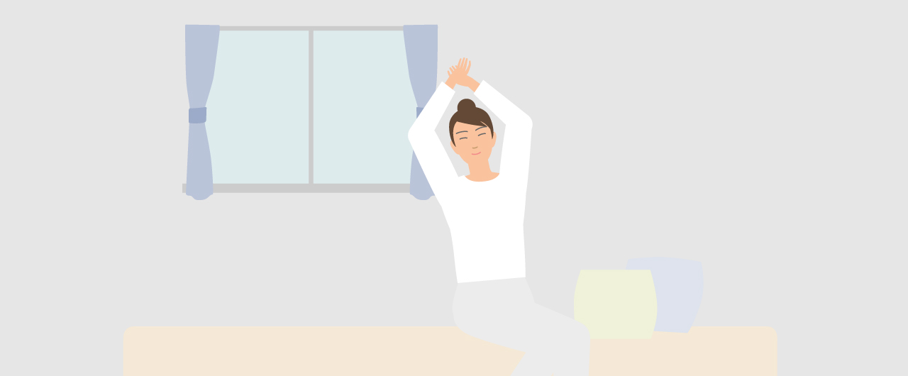 「冬の朝に起きられないときの対策 寒い朝を快適に過ごすポイント」のメインビジュアルのイラストです。　