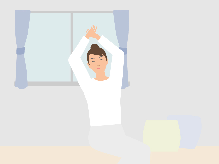 「冬の朝に起きられないときの対策 寒い朝を快適に過ごすポイント」のメインビジュアルのイラストです。　