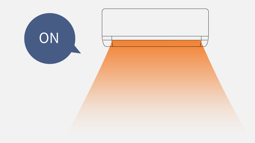 暖房がONになっているイラストです。