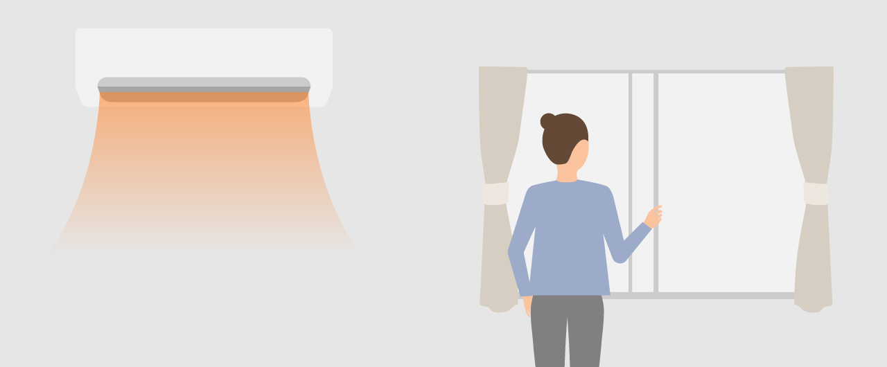 「冬のエアコン暖房時、換気は窓を何分開ける？ 加湿器の併用方法も」のメインビジュアルのイラストです。