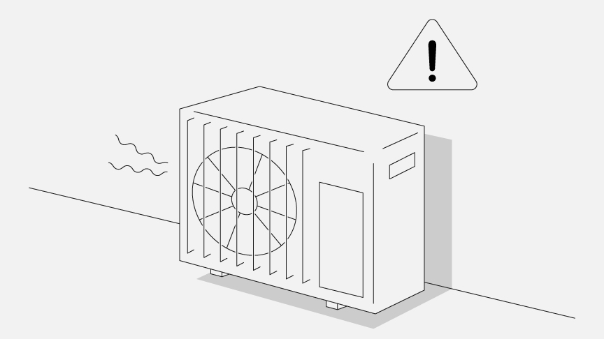 室外機が故障している様子です。