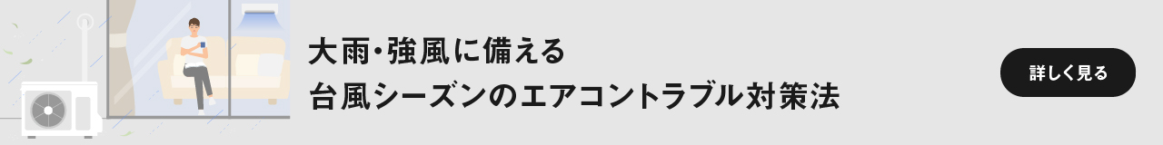 「大雨・強風に備える台風シーズンのエアコントラブル対策法」　ページにリンクします。