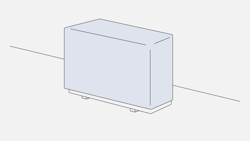 カバーがかけられた室外機のイラストです。