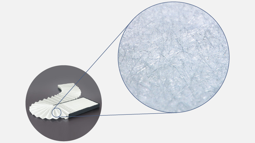 「HEPAフィルターで、花粉やほこり、ウイルスを捕集」のビジュアルです