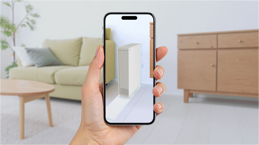 空気清浄機本体の周辺にスペースを確保することを表すイラストです。