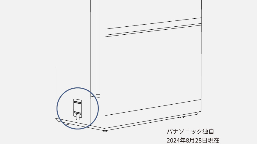 ハウスダストセンサーの設置場所を示すイラストです。パナソニック独自 2024年8月28日現在。