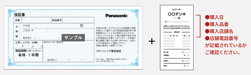 保証書＋販売店発行の購入証明書