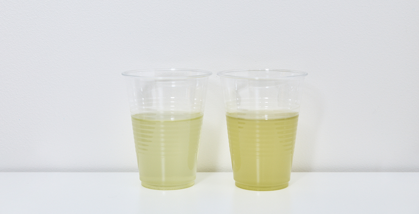 画像：アルカリイオン水と浄水でつくられた水出しのお茶