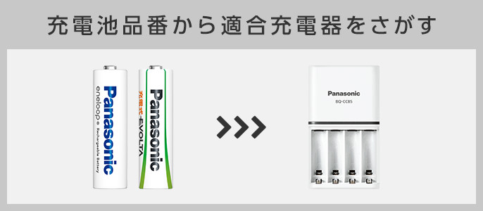 充電池品番から適合充電器をさがす