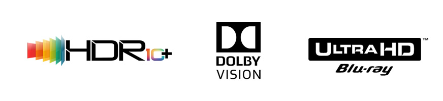 ロゴ：HDR10+/Dolby Vision/Ultra HD ブルーレイ