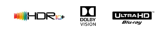 ロゴ：HDR10+/Dolby Vision/Ultra HD ブルーレイ