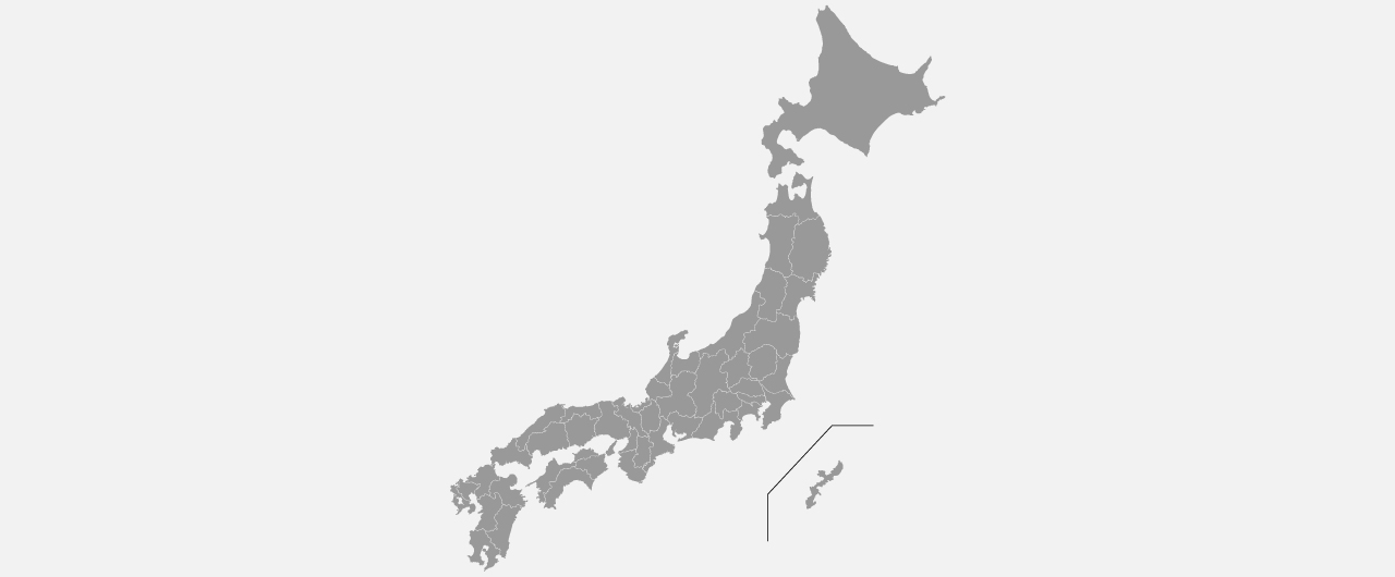 都道府県境が表示されたシンプルな日本地図