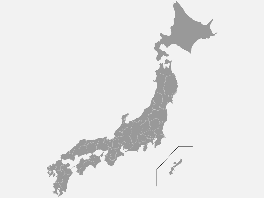 都道府県境が表示されたシンプルな日本地図