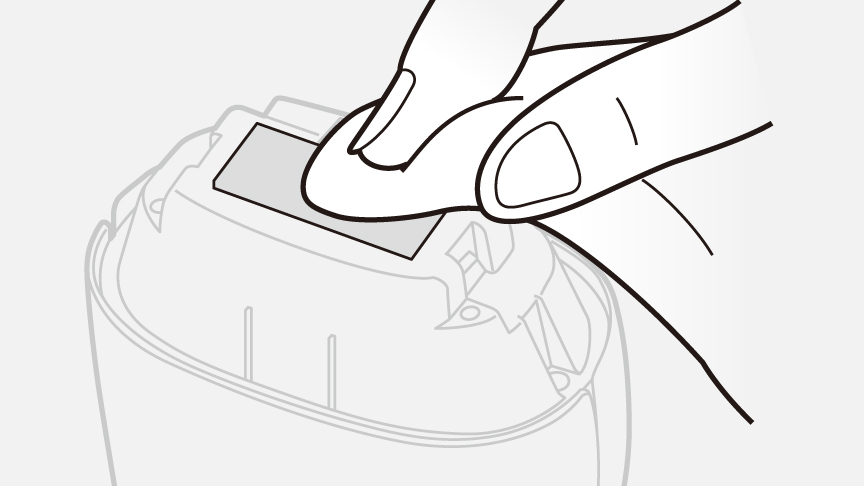 イラスト：発光面をふく様子